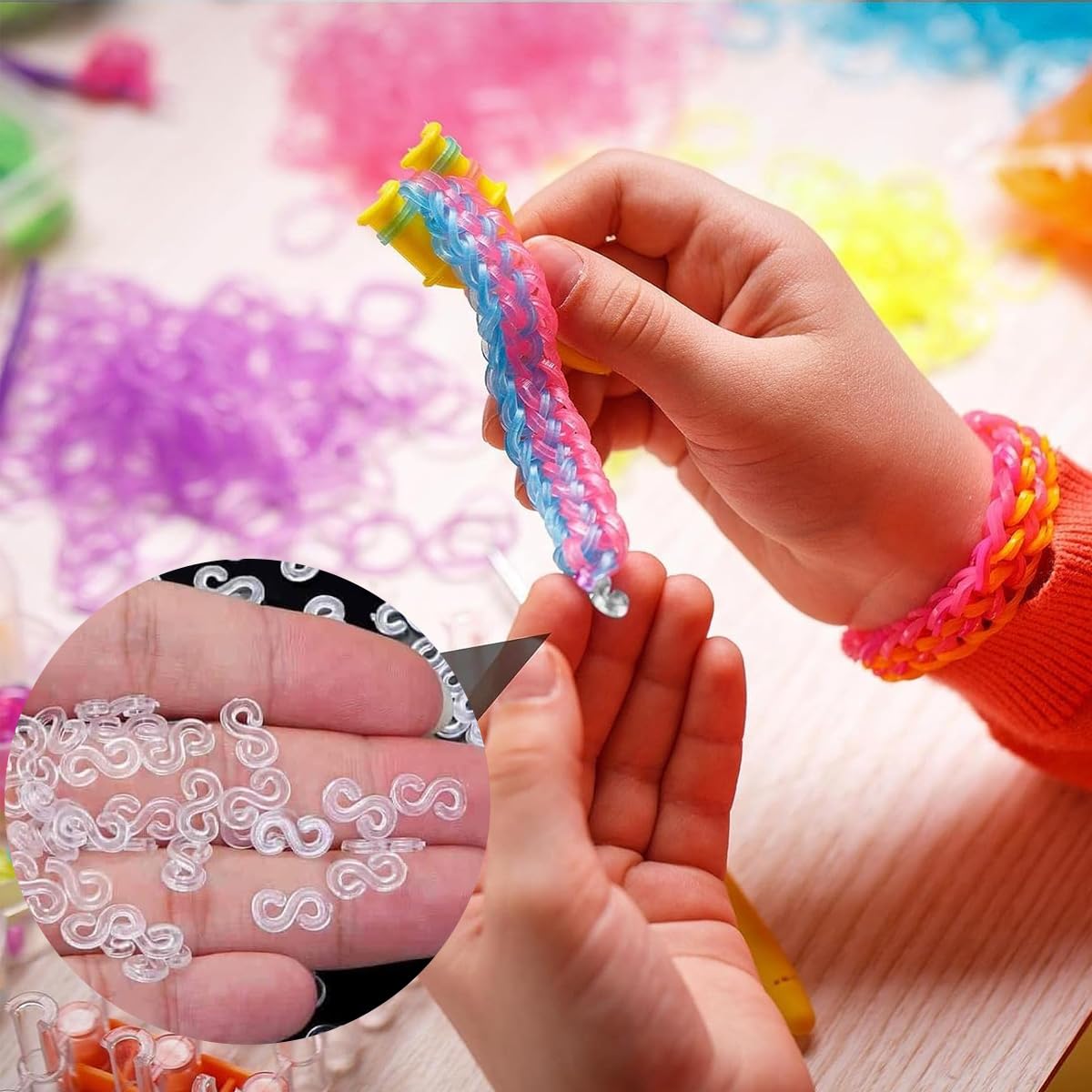 PATPAT Rubber Bracelet Connector Hooks 500Pcs S Connector Clips Clear Plastic Rubber Bracelet Connector Hooks for Loom Band Bracelet Making, DIY Rubber Bracelet Making, Crafting PATPAT Rubber Bracelet Connector Hooks 500Pcs S Connector Clips Clear Plastic Rubber Bracelet Connector Hooks for Loom Band Bracelet Making, DIY Rubber Bracelet Making, Crafting
